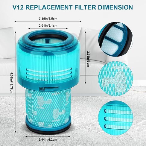 For dyson filter replacement V12 Vacuum: filters parts For dyson V12 Detect Slim/V12 Slim/SV30/SV34/SV35 Cordless Vacuum Cleaner, Compare to Part 971517-01（NOT for SV12 & V15 Vacuum，3 Pack） in Kuwait