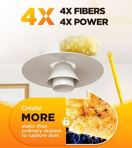Heavy Duty Duster Refill Kit for Swiffer Duster with 3 ft Extension Pole & 20 Count Refills, 4X Microfibers Multisurface Dusters for Cleaning Home, Celling Fan, Blinds, Vent & Shelves in Kuwait