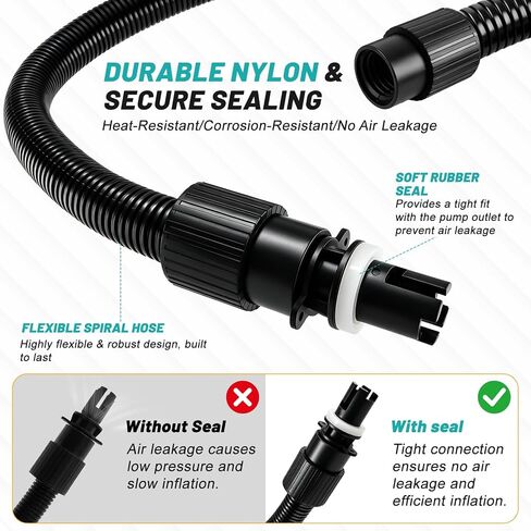 CHERAINTI Paddle Board Pump Adapter Hose, 3.5Ft Sup Air Pump Hose with 7 Air Valve Nozzles, Paddle Board Accessories Replacement Parts for Electric Sup Pump, Inflatable Paddleboard, Rafts, Kayak, Pool in Saudi Arabia