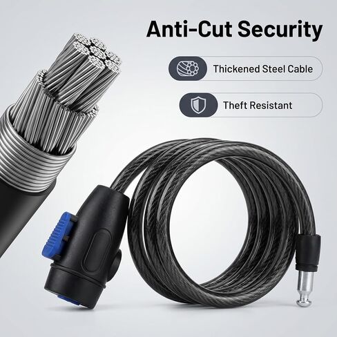 Bike Lock,Bike Cable Lock with Keys, Black, Durable Steel,Coiled Steel Security Cable for Bicycle with Keys for Outdoor Equipment, Bicycles, Scooters, Fence, Gate in Kuwait