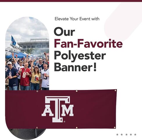 لافتة بوليستر مطبوعة رياضية من Texas A&M Aggies College - مرخصة من الرابطة الوطنية لرياضة الجامعات (NCAA) - زينة التخرج المعلقة - لافتة مدرسية (كستنائي، أبيض) (2 × 6 بوصات) in Kuwait