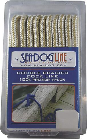 Sea Dog 302110010G/W-1 خط قاعدة من النايلون المضفر المزدوج، 3/8 بوصة × 10 بوصة / ذهبي/أبيض in Kuwait