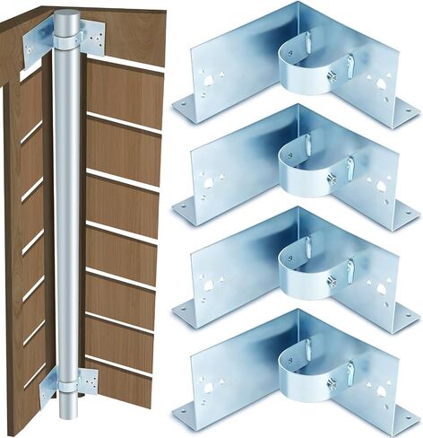 MorningRo 4 Pcs Chain Link Fence 1/2 (2 3/8 OD) x 6 Wood to Steel Post Corner Adapter Wood Fence Steel Post Bracket Adapter Brackets Heavy Duty Galvanized Iron in Kuwait