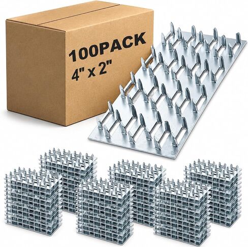 لوحة تروس مقاس 2 × 4 بوصة، 100 حزمة من دعامات تروس ذات شوكات لإصلاح الألواح، دعامات تثبيت فولاذية شديدة التحمل لموصل خشب التسقيف، سمك 1 مم لخشب تروس السقف الخشبي in Kuwait