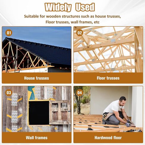 لوحة تروس مقاس 2 × 4 بوصة، 100 حزمة من دعامات تروس ذات شوكات لإصلاح الألواح، دعامات تثبيت فولاذية شديدة التحمل لموصل خشب التسقيف، سمك 1 مم لخشب تروس السقف الخشبي in Kuwait
