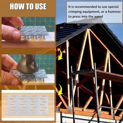 لوحة تروس مقاس 2 × 4 بوصة، 100 حزمة من دعامات تروس ذات شوكات لإصلاح الألواح، دعامات تثبيت فولاذية شديدة التحمل لموصل خشب التسقيف، سمك 1 مم لخشب تروس السقف الخشبي in Kuwait