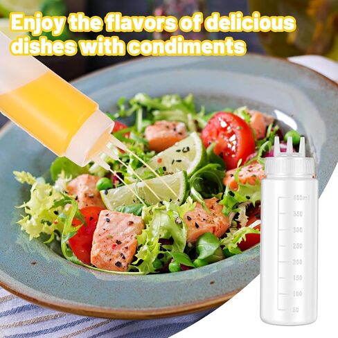 4 عبوات 23oz من البلاستيك ضغط زجاجات بهار 3 ثقوب التوابل ضغط زجاجات سلطة صلصة بهار كريم ضغط زجاجة بخ للخردل الكاتشب in Kuwait