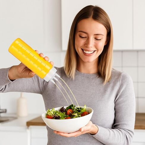 4 عبوات 23oz من البلاستيك ضغط زجاجات بهار 3 ثقوب التوابل ضغط زجاجات سلطة صلصة بهار كريم ضغط زجاجة بخ للخردل الكاتشب in Kuwait