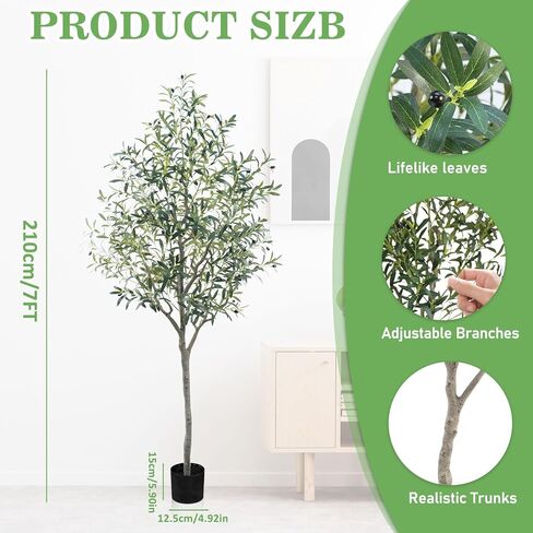 Artificial Olive Tree, 6FT Faux Tree Large for Indoor, Outdoor Fake Olive Plant Tall Plants Realistic Leaves and Fruits for Modern Home Decor, Living Room, Bedroom, Corner, Office & Garden in Saudi Arabia