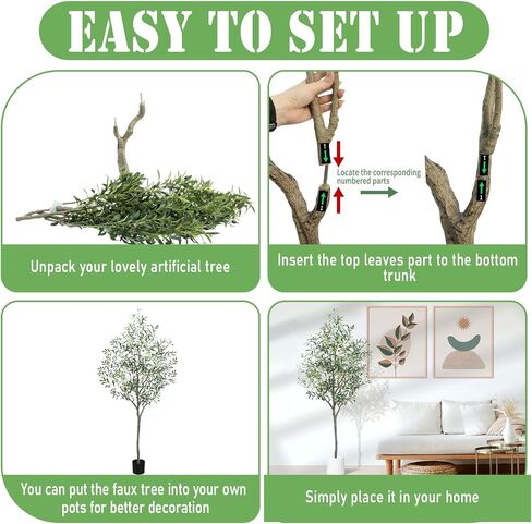 Artificial Olive Tree, 6FT Faux Tree Large for Indoor, Outdoor Fake Olive Plant Tall Plants Realistic Leaves and Fruits for Modern Home Decor, Living Room, Bedroom, Corner, Office & Garden in Saudi Arabia