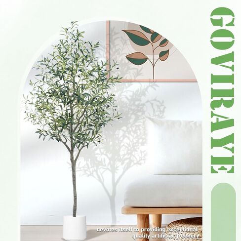 Artificial Olive Tree, 6FT Faux Tree Large for Indoor, Outdoor Fake Olive Plant Tall Plants Realistic Leaves and Fruits for Modern Home Decor, Living Room, Bedroom, Corner, Office & Garden in Saudi Arabia