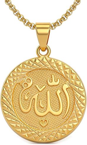 قلادة دائرية بقلادة دائرية مطلية بالذهب عيار 18 قيراط من Fusamk، سلسلة على شكل صندوق مقاس 22 بوصة in Kuwait