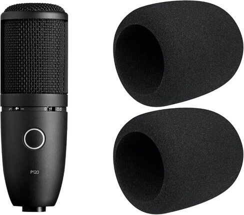 SOULWIT 2 قطعة مرشح بوب لمكثف AKG P120/P220/P420، غطاء ميكروفون واقي من إسفنج الزجاج الأمامي - أسود in Kuwait