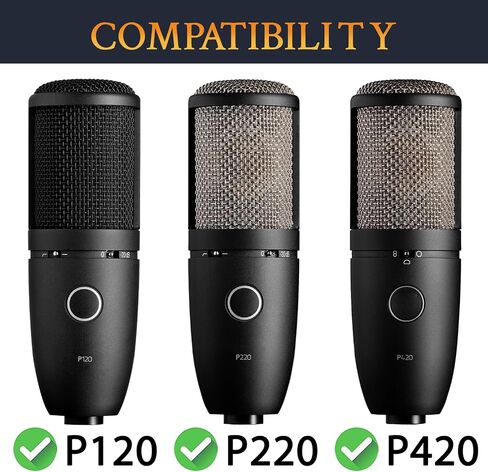 SOULWIT 2 قطعة مرشح بوب لمكثف AKG P120/P220/P420، غطاء ميكروفون واقي من إسفنج الزجاج الأمامي - أسود in Kuwait