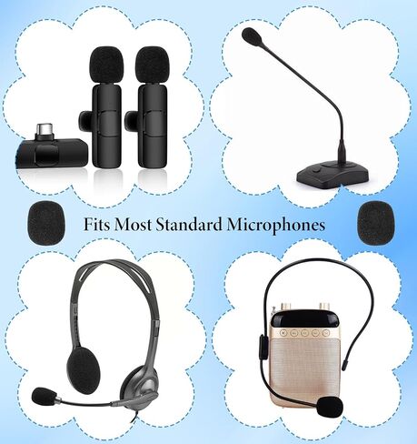 10 PCS Microphone Covers Foam, 1.2 Inch Mic Cover Foam Windshields for Wireless Lapel Mics – Noise-Reducing Sponge Windshields for Interviews, Podcasting, Vlogging (Black) in Kuwait