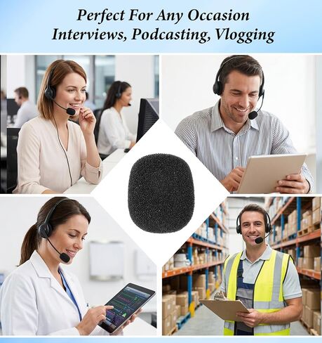 10 PCS Microphone Covers Foam, 1.2 Inch Mic Cover Foam Windshields for Wireless Lapel Mics – Noise-Reducing Sponge Windshields for Interviews, Podcasting, Vlogging (Black) in Kuwait