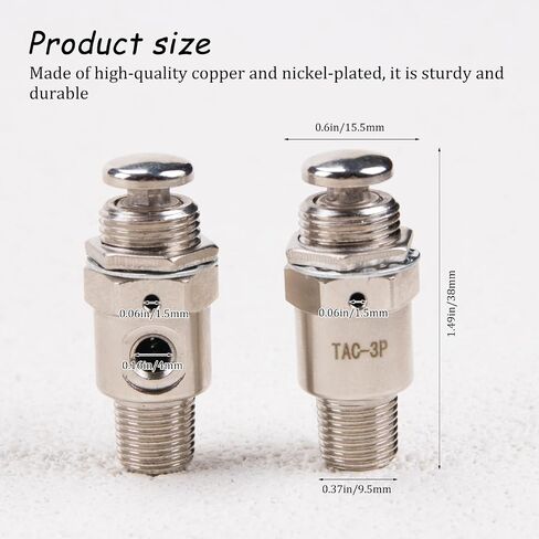 KOOBOOK 1Pcs TAC-3P Pneumatic Valve Mechanical Air Control with Push Button Switch 2 Position 3 Way M5x0.8 Connection Manual Valve for Efficient Industrial Use Resistant 0-60°C in Kuwait