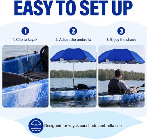 Hsei Kayak مظلة من الشمس مع مشبك قابل للتعديل، مظلة كاياك، مظلة واقية من الأشعة فوق البنفسجية، مظلة قابلة للتعديل مع مشبك عالمي، قارب زورق، ظل شمس للتجديف، والتجديف، والصيد، وحماية من حروق الشمس in Kuwait