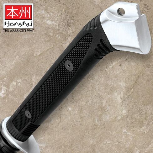 سيف HONSHU Boshin Wakizashi - شفرة فولاذية كربونية 1050 مزورة يدويًا، وحارس فولاذي وحلق، ومقبض TPR متين - سيف تكتيكي جاهز للمعركة - 34 بوصة بشكل عام | حارس فولاذي وحلق، مقبض TPR متين - سيف تكتيكي جاهز للمعركة - 34 بوصة بشكل عام in Kuwait