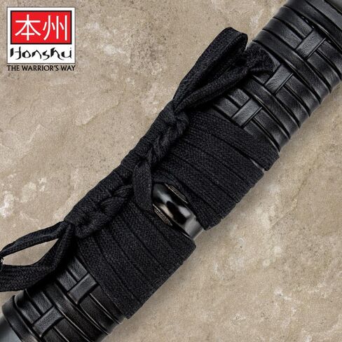 سيف HONSHU Boshin Wakizashi - شفرة فولاذية كربونية 1050 مزورة يدويًا، وحارس فولاذي وحلق، ومقبض TPR متين - سيف تكتيكي جاهز للمعركة - 34 بوصة بشكل عام | حارس فولاذي وحلق، مقبض TPR متين - سيف تكتيكي جاهز للمعركة - 34 بوصة بشكل عام in Kuwait