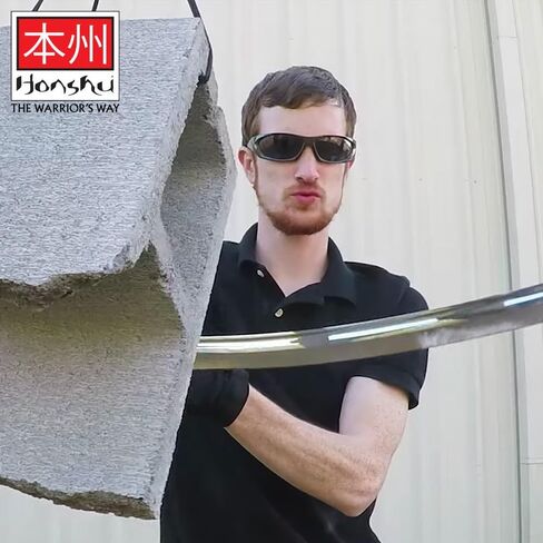 سيف HONSHU Boshin Wakizashi - شفرة فولاذية كربونية 1050 مزورة يدويًا، وحارس فولاذي وحلق، ومقبض TPR متين - سيف تكتيكي جاهز للمعركة - 34 بوصة بشكل عام | حارس فولاذي وحلق، مقبض TPR متين - سيف تكتيكي جاهز للمعركة - 34 بوصة بشكل عام in Kuwait