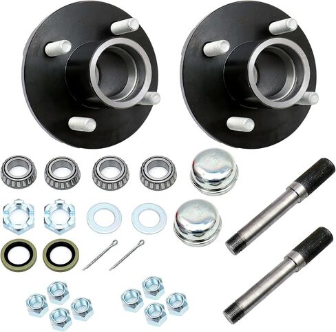 Set of 2,Pair Trailer Hub Assembly Kit,4-Bolt on 4" Circle,Fit 2,000 lbs axles,Includes (2) 1" Straight Spindle and Bearing in Saudi Arabia