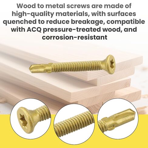 #12-24 × 2 مخرطة Tek Torx/Star Head ذاتية الحفر من الخشب إلى المعدن، رأس برغي T-30 Torx للأسرة المسطحة أو المقطورات أو لتثبيت الخشب على الفولاذ - 100 قطعة in Kuwait