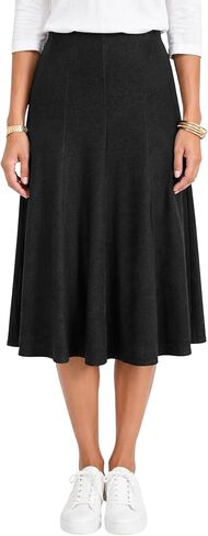 BABY O Women's 12 Panel Skirt Below The Knee Length Lightweight Faux Denim Stretch Knit - Made in USA in Saudi Arabia
