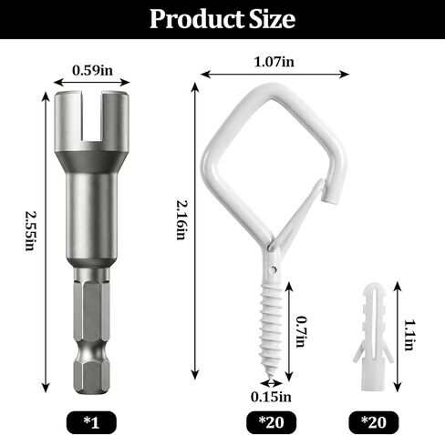 Cup Screw-in Hanger Hooks with Safety Buckle,Heavy-Duty Rust-Resistant Steel,2.2 in Windproof Screw Hooks for Plants, Outdoor String Lights,Decorations(20Pcs White) in Kuwait