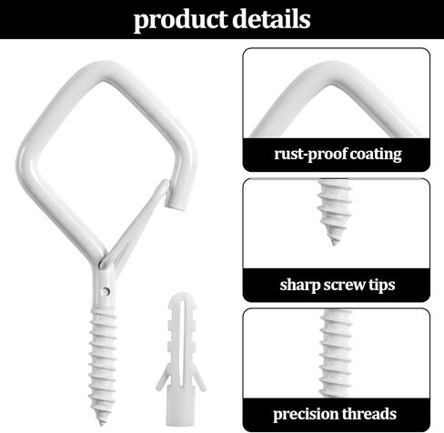 Cup Screw-in Hanger Hooks with Safety Buckle,Heavy-Duty Rust-Resistant Steel,2.2 in Windproof Screw Hooks for Plants, Outdoor String Lights,Decorations(20Pcs White) in Kuwait