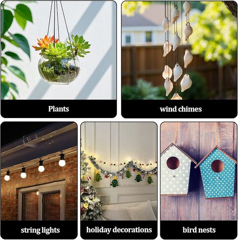 Cup Screw-in Hanger Hooks with Safety Buckle,Heavy-Duty Rust-Resistant Steel,2.2 in Windproof Screw Hooks for Plants, Outdoor String Lights,Decorations(20Pcs White) in Kuwait