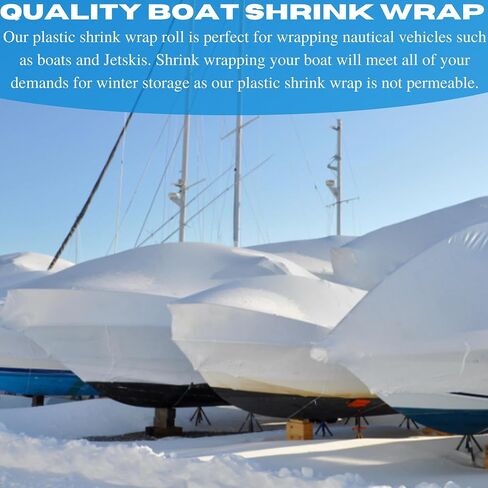 VBS - String Reinforced Plastic Shrink Wrap - 10 mil – Boat Shrink Film, Use with Heat Gun, Dura Skrim Industrial Shrink Wrap, Plastic Sheeting for Protection and Storage (16' x 30') in Saudi Arabia