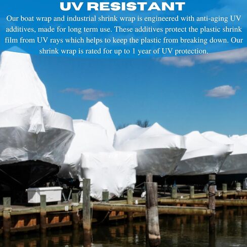 VBS - String Reinforced Plastic Shrink Wrap - 10 mil – Boat Shrink Film, Use with Heat Gun, Dura Skrim Industrial Shrink Wrap, Plastic Sheeting for Protection and Storage (16' x 30') in Saudi Arabia