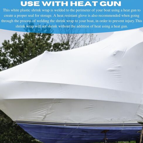 VBS - String Reinforced Plastic Shrink Wrap - 10 mil – Boat Shrink Film, Use with Heat Gun, Dura Skrim Industrial Shrink Wrap, Plastic Sheeting for Protection and Storage (16' x 30') in Saudi Arabia