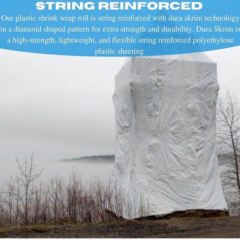 VBS - String Reinforced Plastic Shrink Wrap - 10 mil – Boat Shrink Film, Use with Heat Gun, Dura Skrim Industrial Shrink Wrap, Plastic Sheeting for Protection and Storage (16' x 30') in Saudi Arabia