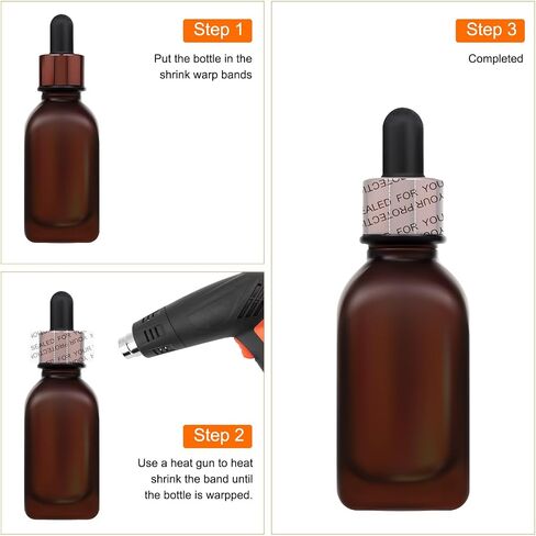 uxcell 200Pcs Shrink Bands, 35 * 24mm PVC Clear Perforated Heat Shrink Wrap Band for Bottles, Jars Seal for Dropper Bottle, Test Tube Bottles in Kuwait