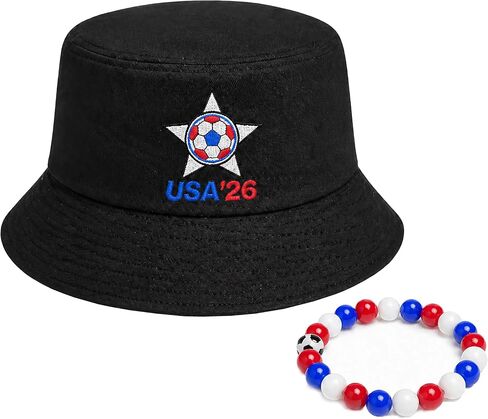 Reversible Soccer Fan Bucket Hat Set - Unisex Gameday Sun Cap with Football Bracelet, Summer '26 Celebration Gear in Saudi Arabia