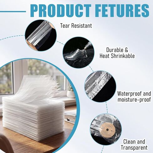 50 Pcs Shrink Wrap Bags 12x16 Inches Clear PVC Heat Shrink Wrap Bags for Homemade DIY Projects, Gift Packaging, Basket, Soaps, Bottles, Book, Shoes, Bath Bomb, Tumbler, and More in Saudi Arabia