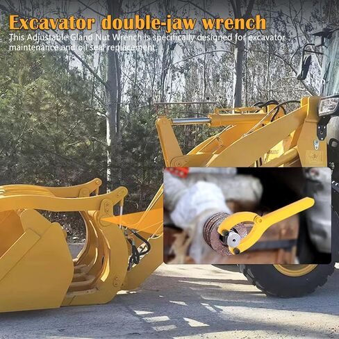 Excavator Repair Change Oil Seal Wrench Tool, 2 Jaws Hydraulic Cylinder Wrench, Adjustable Gland Nut Wrench for Excavator Maintenance, Oil Seal Replacement in Saudi Arabia