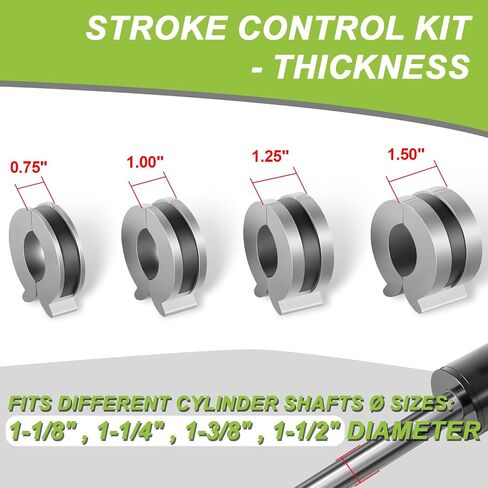 Stroke Control Kit 1 Fits 1-1/8" 1-1/4" 1-3/8" & 1-1/2" Cylinder Shaft for Hydraulic or Air Cylinders, Heavy Duty Quick Attach Stroke Reducer Thickness: 0.75", 1.0", 1.25", 1.5" (4-Piece) in Saudi Arabia