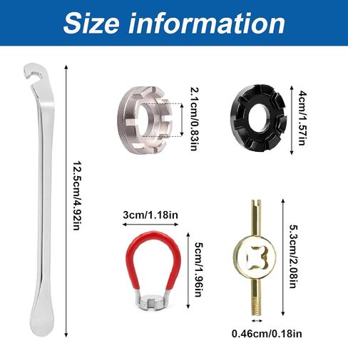 9 Pcs Bike Repair Tool Kit, Steel Spoke Wrench Set with Rubber Grip, Tire Levers & Valve Core Wrench for Bicycle Maintenance in Saudi Arabia