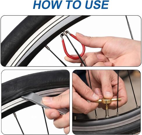 9 Pcs Bike Repair Tool Kit, Steel Spoke Wrench Set with Rubber Grip, Tire Levers & Valve Core Wrench for Bicycle Maintenance in Saudi Arabia