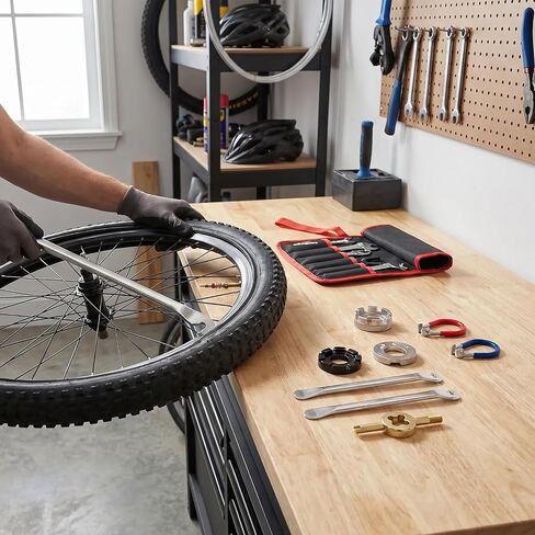 9 Pcs Bike Repair Tool Kit, Steel Spoke Wrench Set with Rubber Grip, Tire Levers & Valve Core Wrench for Bicycle Maintenance in Saudi Arabia
