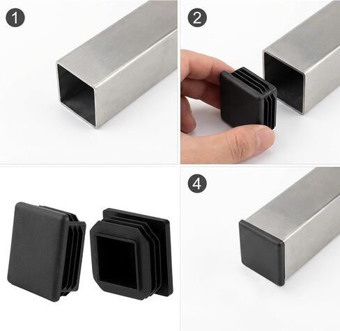 12 Pcs 1-1/2" Square Plastic Plugs, Black Tube End CapsTubing Post End Cap for Square Tube, Chair Legs, Fence in Saudi Arabia