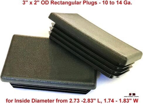 (Pack of 10) 2" x 3" Rectangular Cap Plugs (3x2 Inch) | 10-14 Ga - Fits ID 2.73"-2.83" L - 1.74"-1.83" W) Fence Post Finishing Inserts | Fitness Eqpt End Caps | by SBD in Saudi Arabia