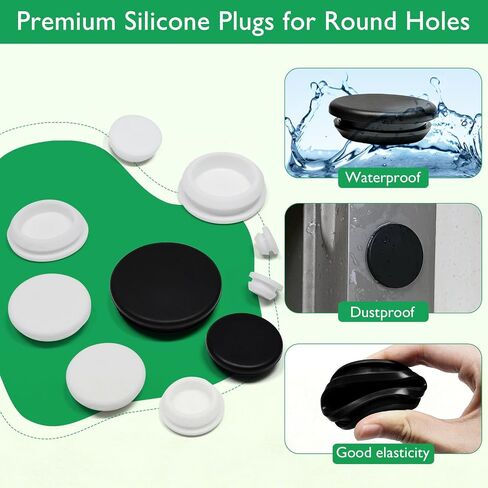 4 PCS Silicone Rubber Plugs for Round Holes -1-1/2"(38.6mm) White Snap in Locking Hole Plugs, Waterproof Sealing Silicone Stopper for Automotive, Industrial & Furniture, Salt and Pepper Stoppers Plugs in Saudi Arabia