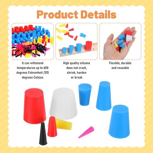 250 Pcs Silicone Rubber Stoppers 9 Sizes Tapered Silicone Plugs Kit 1/15 to 1 Inch for Powder Coating Hole Painting Protection Reusable in Saudi Arabia