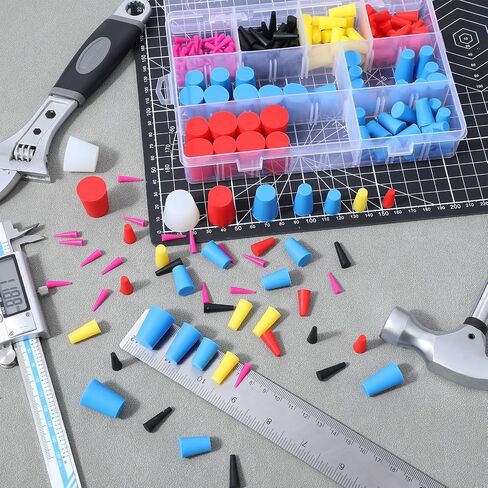 250 Pcs Silicone Rubber Stoppers 9 Sizes Tapered Silicone Plugs Kit 1/15 to 1 Inch for Powder Coating Hole Painting Protection Reusable in Saudi Arabia