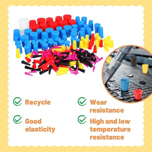 250 Pcs Silicone Rubber Stoppers 9 Sizes Tapered Silicone Plugs Kit 1/15 to 1 Inch for Powder Coating Hole Painting Protection Reusable in Saudi Arabia