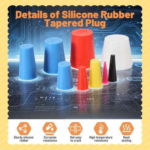 250 Pcs Silicone Rubber Stoppers 9 Sizes Tapered Silicone Plugs Kit 1/15 to 1 Inch for Powder Coating Hole Painting Protection Reusable in Saudi Arabia